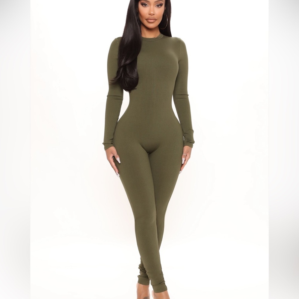 Fashion Nova Olive Green Maribel Snatched Jumpsuit